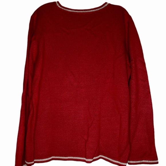 Tacky Christmas Sweater Acrylic Snowman Extra Large Red Gold Trim - Picture 2 of 3